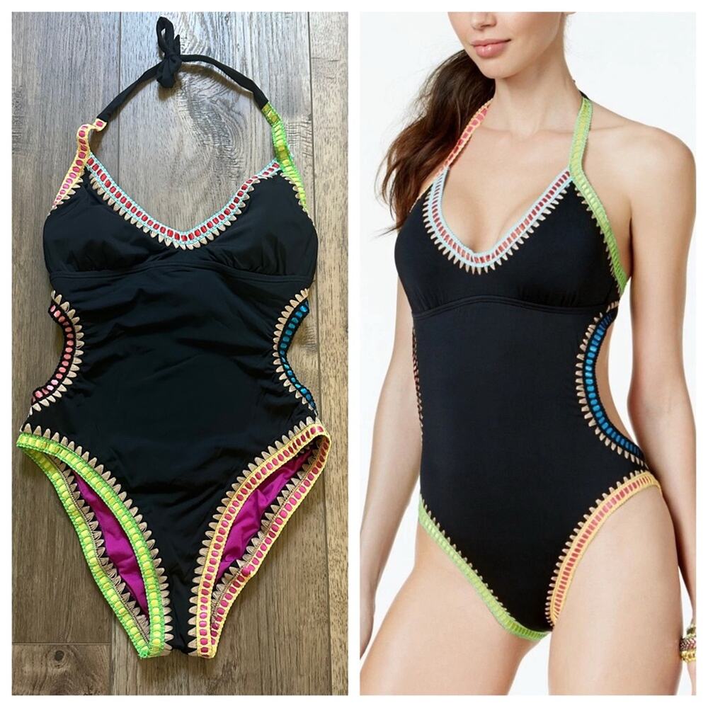 Bar III One Piece Swimsuit, Cutouts, Weave It Monokini, **Check Measurements**